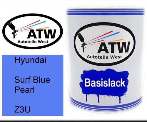 Hyundai, Surf Blue Pearl, Z3U: 1L Lackdose, von ATW Autoteile West.